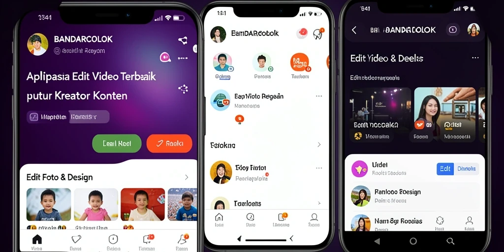 Antarmuka dasar aplikasi BANDARCOLOK untuk Edit Video Reels yang user-friendly.