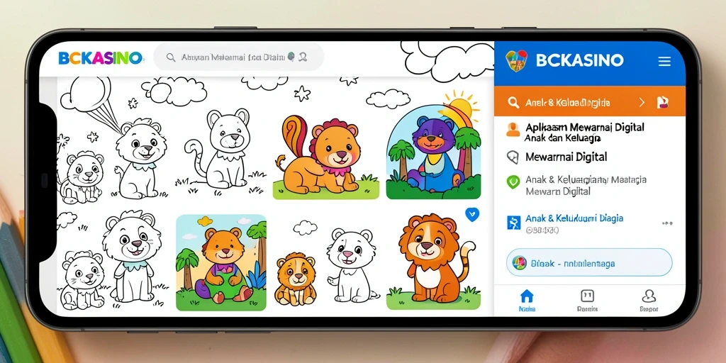 Tampilan utama aplikasi BCKASINO dengan pilihan gambar mewarnai.