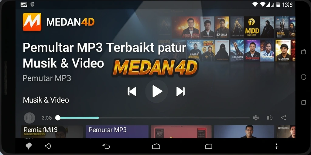 Tampilan antarmuka modern MEDAN4D untuk Pemutar MP3.