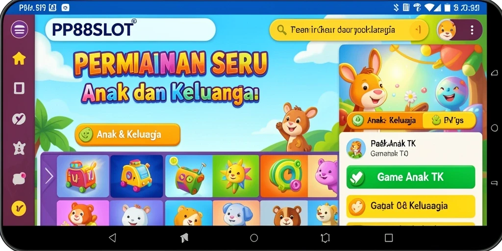 Antarmuka menarik dan menyenangkan dari PP88SLOT untuk anak-anak.