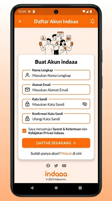 Tampilan halaman daftar indaaa